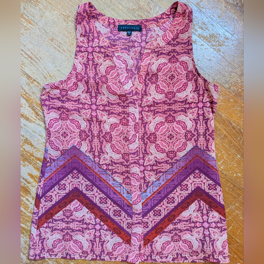Sanctuary Pink and Purple Geometric Tank Top